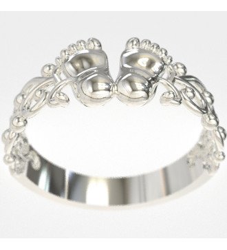 Bague romantique empreinte de pied de bébé Cadeau de maman 0823L