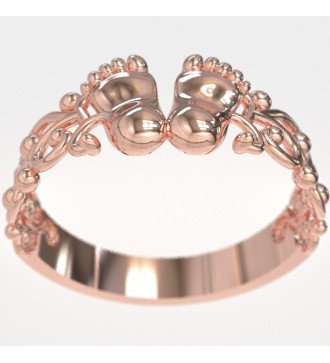 Anillo de pie de bebé de plata en oro rosa regalo para la nueva