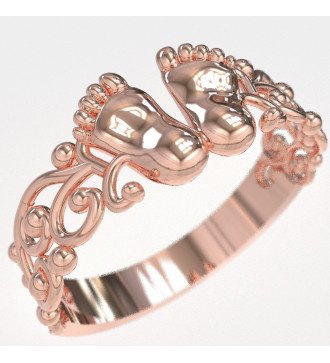 Bague de pied de bébé en argent et or rose Cadeau pour la