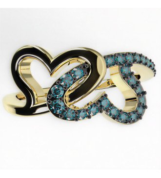 9k Gold Ring With Double Heart And Blue Zircon 0673KMPP
