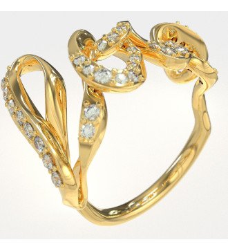 Luxurious LOVE Gold Ring with 9 Carat White Zircons 1162K