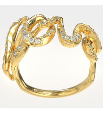 Lussuoso anello d'oro LOVE con zirconi bianchi da 9 carati 1162K