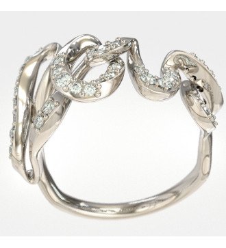 кольцо любви из белого золота 9 карат с белыми камнями 1162L