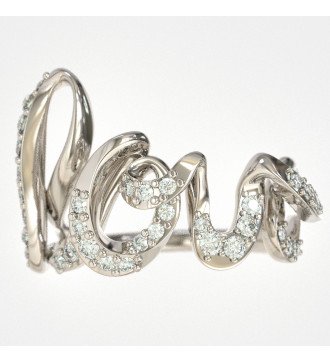 кольцо любви из белого золота 9 карат с белыми камнями 1162L