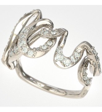 9 Karat Weißgold Liebesring mit weißen Steinen 1162L