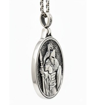 Mens Handcrafted Spartan Warrior oxidiert Silber Anhänger 0589