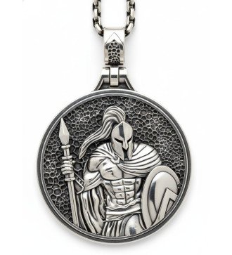Mens Handcrafted Spartan Warrior oxidiert Silber Anhänger 0589