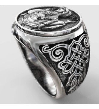 Χριστιανικο Ανδρικο Δαχτυλιδι Με Την Παναγια Και Τον Ιησου 0188