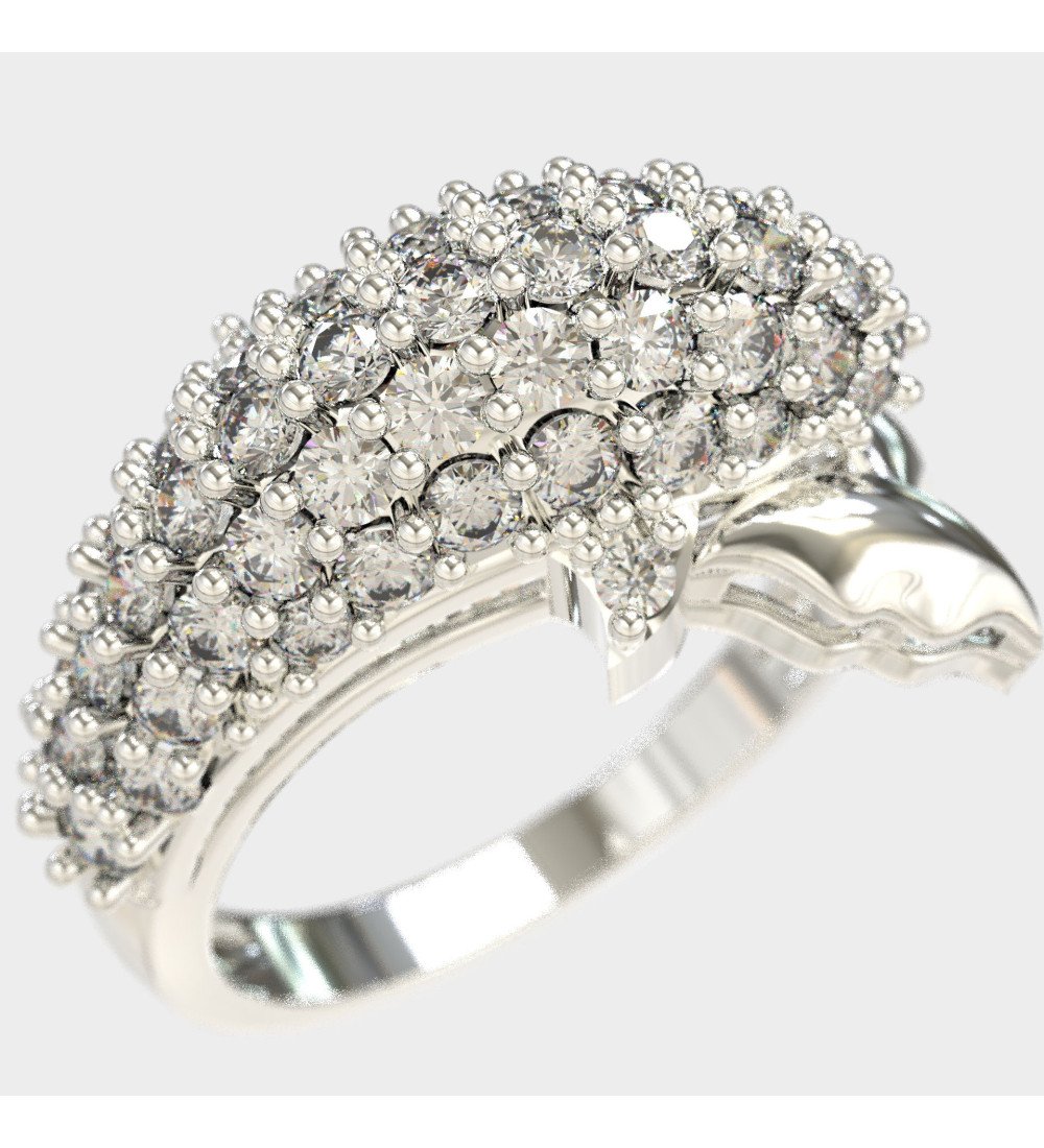 Luxuriöser Delphinring aus 9K Weißgold mit Pavé-Zirkonia 0647LLP