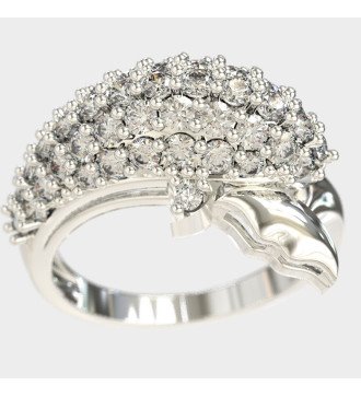 Luxuriöser Delphinring aus 9K Weißgold mit Pavé-Zirkonia 0647LLP