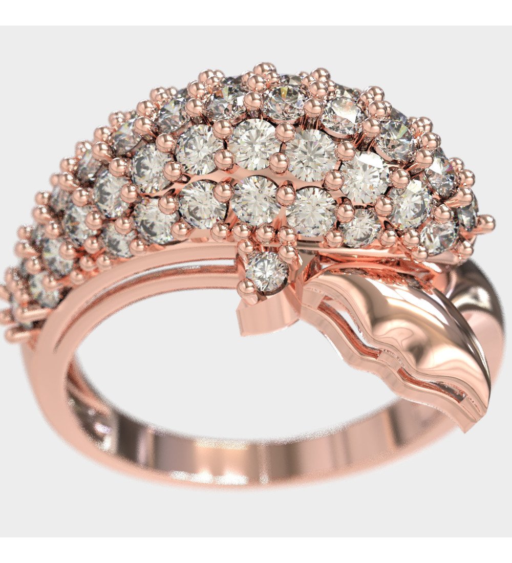 Trendy Delphin Ring aus 9k Rose Gold und weißen Steinen 0647RLP