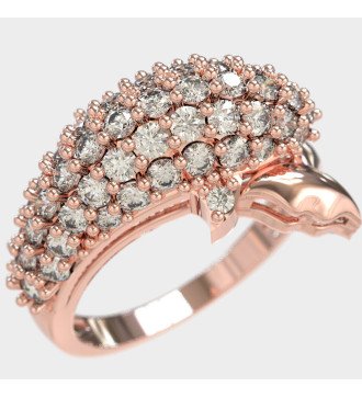Trendy Delphin Ring aus 9k Rose Gold und weißen Steinen 0647RLP
