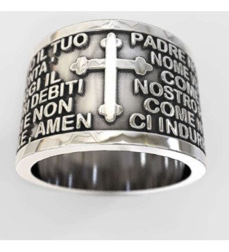 Bague catholique en argent sterling Notre Père Seigneur Prière