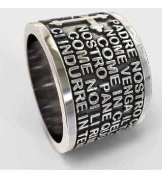 Catholic Sterling Silver Our Father Lord Prayer Ring 0507