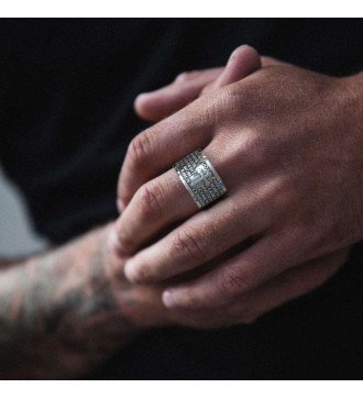 Catholic Sterling Silver Our Father Lord Prayer Ring 0507