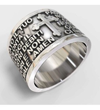 Catholic Sterling Silver Our Father Lord Prayer Ring 0507
