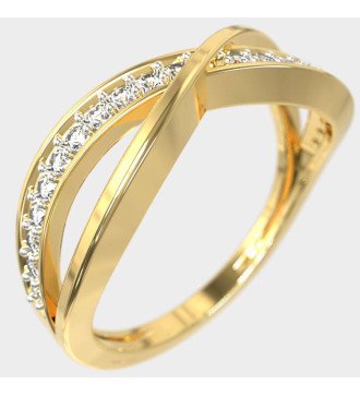 Elegant Slim Gold Ring 6mm Width Crossover Pattern 0649K
