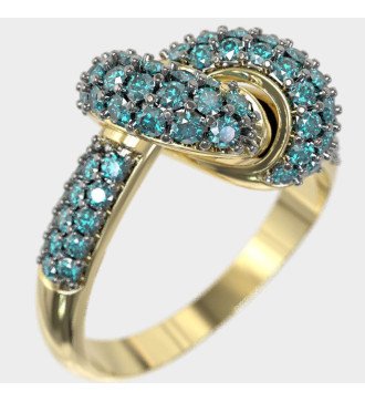 Damen 9 Karat Liebesknoten Ring mit blau-grünen Zirkonen