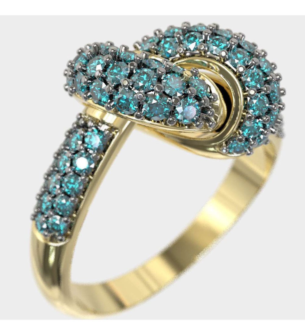 Anello da donna con nodo d'amore da 9 carati e zirconi