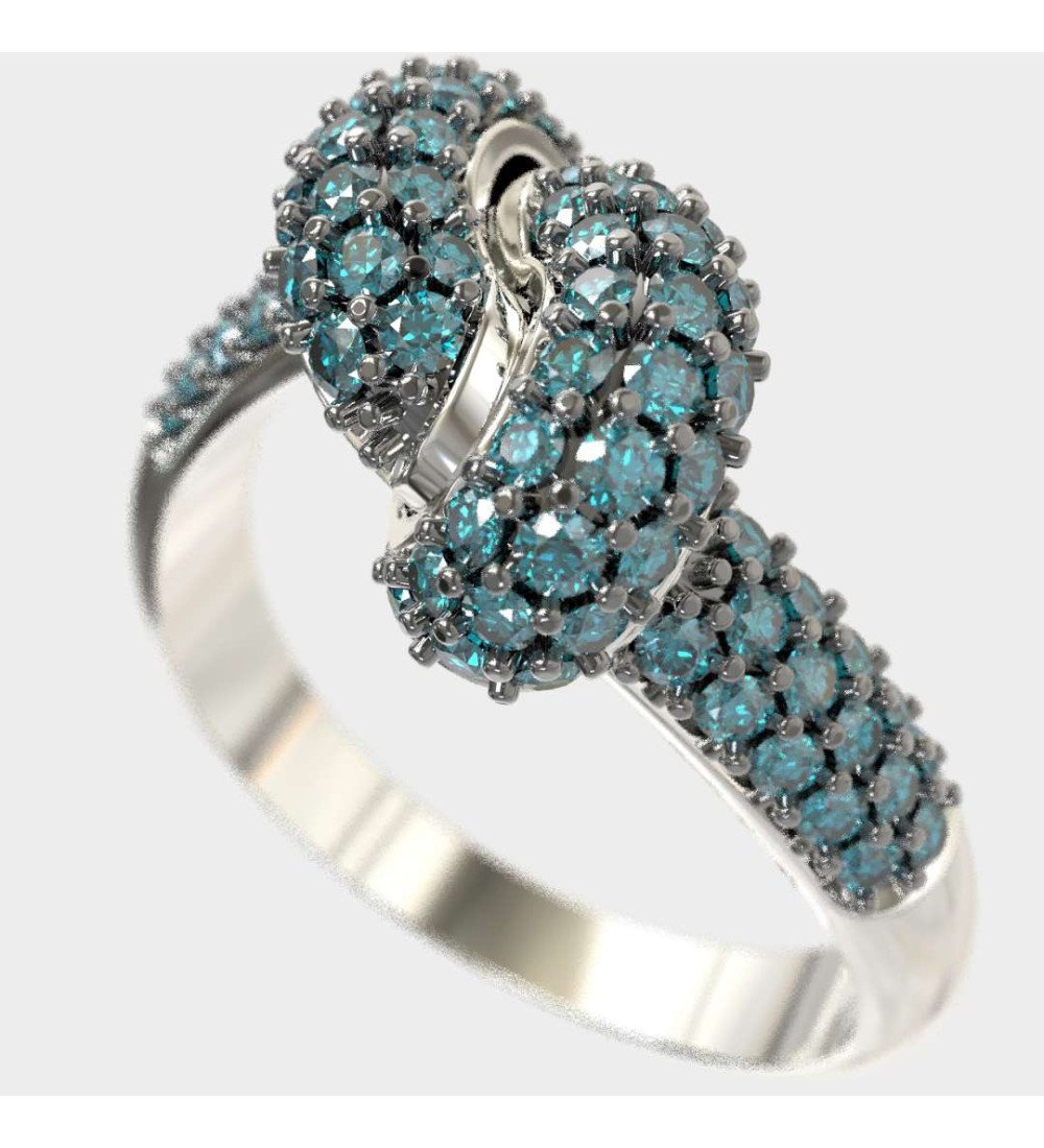 Bague romantique 9 carats nœud d'amour Or blanc Cadeau pour