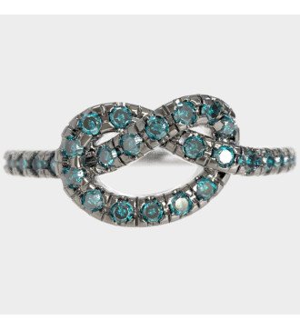 9k White Gold Ring With Knot And Shiny Zircon Stones Gift For