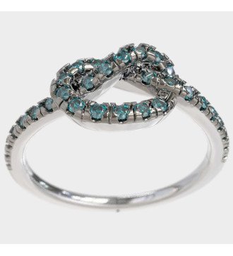 bague en or blanc 9k avec noeud et pierres en zircon brillant