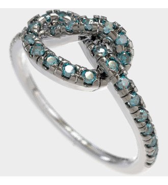 9k White Gold Ring With Knot And Shiny Zircon Stones Gift For