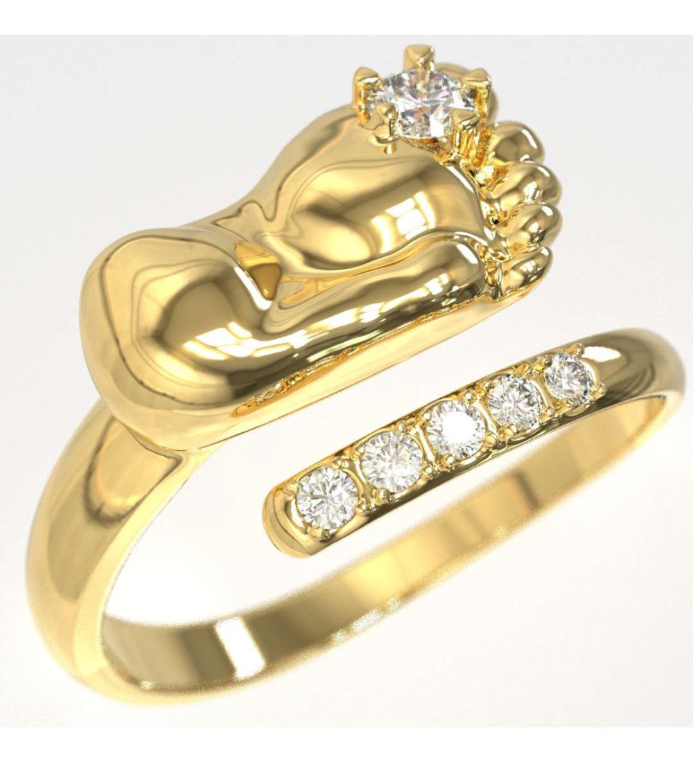 Women's Ring Baby Feet 9 Carats Romantic Birth Gift 0625K