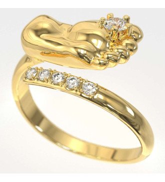 Women's Ring Baby Feet 9 Carats Romantic Birth Gift 0625K