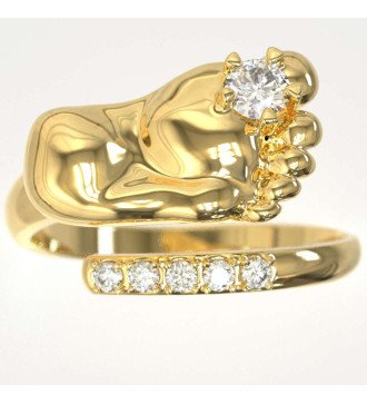 Women's Ring Baby Feet 9 Carats Romantic Birth Gift 0625K