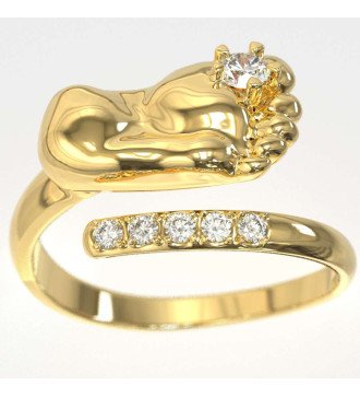 Anillo Mujer Pies de Bebé 9 Quilates Romántico Regalo de