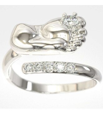 Anello romantico regalo di nascita in oro bianco Piedi di bimba