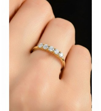 Вечность Золотое кольцо циркон 14K роскошный подарок для женщин