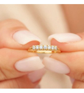 Классическое тонкое кольцо вечности из 14-каратного золота с камнем циркон 0005K