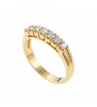 Classic Slim Half 14k Gold Eternity Ring With Zircon Stone 0005K