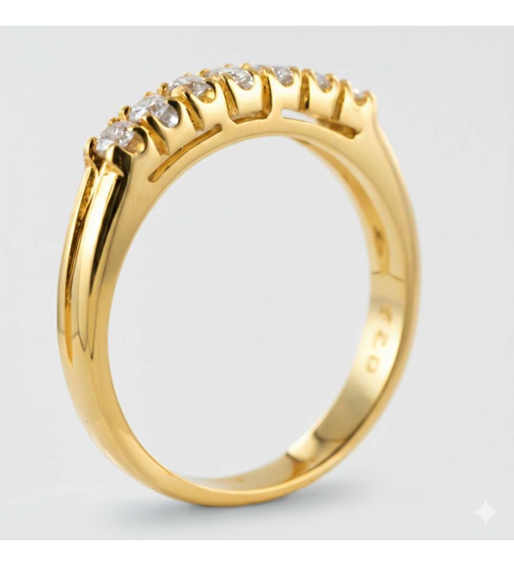 Anillo de la eternidad clásico delgado de la mitad del oro 14k con la piedra del circón 0005K