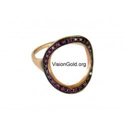Wide Gold Ring Fashion Ring For Women Wide Band Ring Zircon