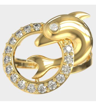 Women's 9 Carat Dolphin Gold Ring with White Zircons 0656K