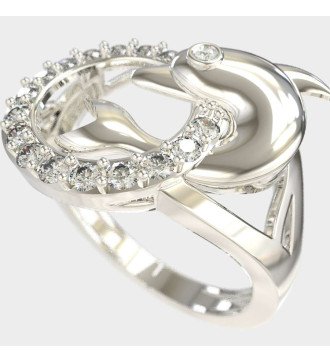 Élégante bague de dauphin avec zircons blancs 0656L