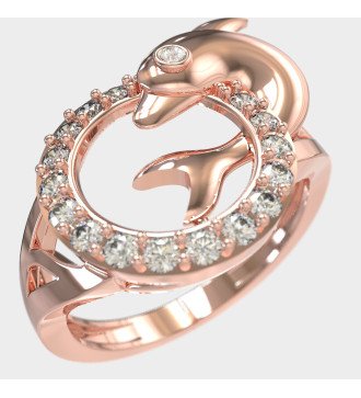 Gift for Woman with a Gold Dolphin Ring 0656R