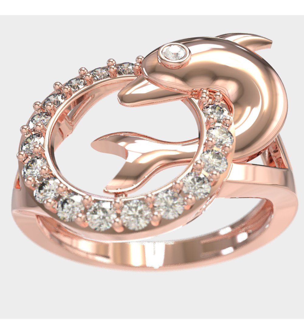 Cadeau pour femme avec bague dauphin en or 0656R