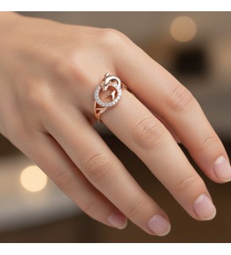 Geschenk für Frau mit Gold Delphin Ring 0656R