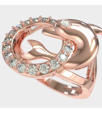 Geschenk für Frau mit Gold Delphin Ring 0656R