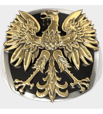 Silver Signet Ring with Gold Plated German Eagle 0960K