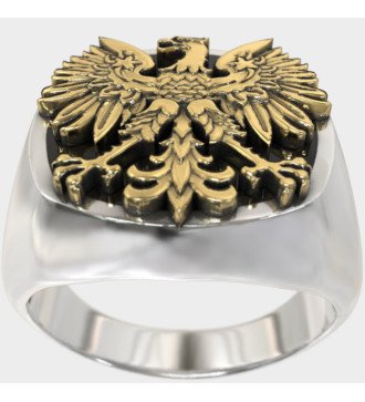 Ανδρικό Ασημένιο Δαχτυλίδι Σφραγίδα με Επιχρυσωμένο Αετό 0960K