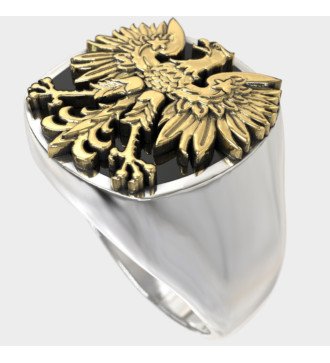Ανδρικό Ασημένιο Δαχτυλίδι Σφραγίδα με Επιχρυσωμένο Αετό 0960K