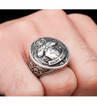 Anillo de sello de plata de los hombres cristianos amuleto con