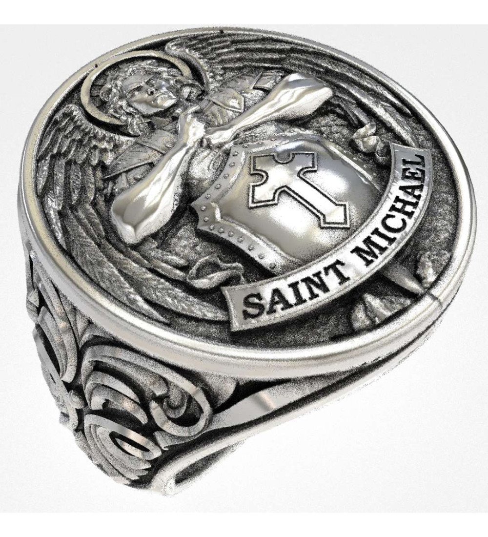 Anillo de sello de plata de los hombres cristianos amuleto con