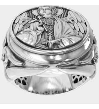 Engraved Archangel Saint Michael Silver Ring 0915