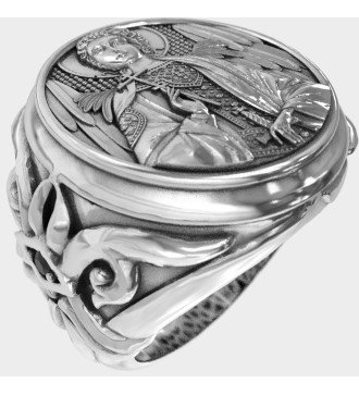 Anillo de plata grabado Arcángel San Miguel 0915